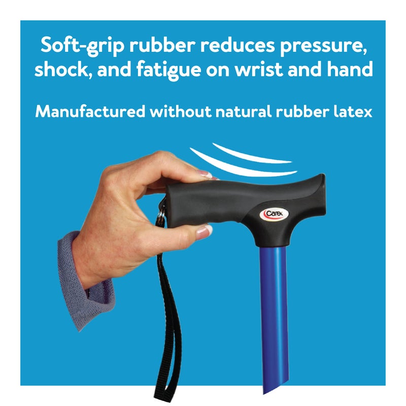 Carex Soft Grip Walking Cane with Strap, Anti-Slip Walking Cane for Easy Maneuvering, Walk Stick for Seniors & Adults with Added Support and Adjustable for Balance, Supports up to 250 lbs, Blue Marble - Image 4